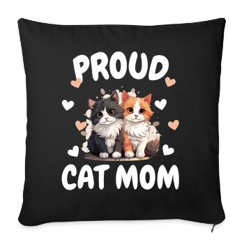 Fière maman chat : chaton et amoureux des chats - Housse de coussin décorative 45 x 45 cm - noir - Devant