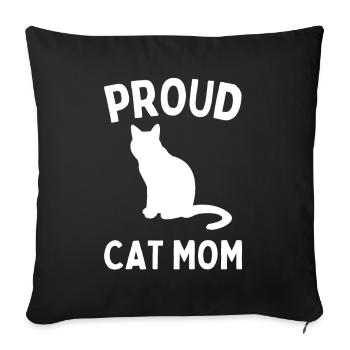 Proud Cat Mom: Cat Kitten Cat Lover - Sofa pillowcase 17,3'' x 17,3'' (45 x 45 cm) - black - Front