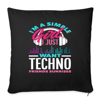 Techno Lover Simple Girl Friends - Housse de coussin décorative 45 x 45 cm - noir - Devant