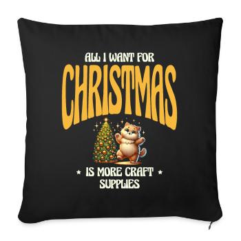 Tout ce que Noël souhaite pour plus de fournitures d’artisanat - Housse de coussin décorative 45 x 45 cm - noir - Devant