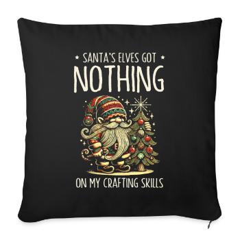 Père Noël elfique Compétence non artisanale - Housse de coussin décorative 45 x 45 cm - noir - Devant