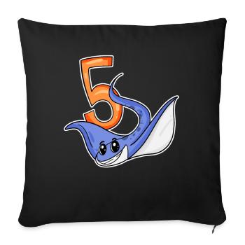 5e anniversaire Motif Stingray - 5 ans - Housse de coussin décorative 45 x 45 cm - noir - Devant