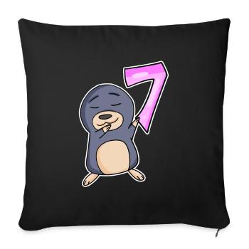 7e anniversaire motif taupe - sept ans - Housse de coussin décorative 45 x 45 cm - noir - Devant