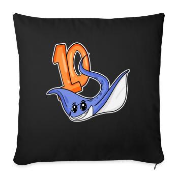 10th Birthday Motif Stingray - ten - 10 years - Sofa pillowcase 17,3'' x 17,3'' (45 x 45 cm) - black - Front