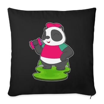 Panda Bodybuilder Dumbbell Bodybuilding - Sofa pillowcase 17,3'' x 17,3'' (45 x 45 cm) - black - Front