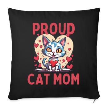 Proud Cat Mom Heart Cat Kitten - Sofa pillowcase 17,3'' x 17,3'' (45 x 45 cm) - black - Front