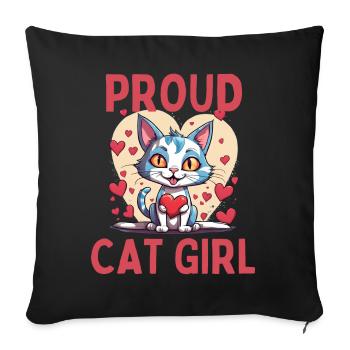 Proud Cat Girl Heart Cat Kitten - Sofa pillowcase 17,3'' x 17,3'' (45 x 45 cm) - black - Front