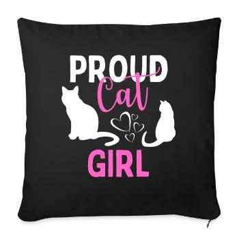 Proud Cat Lover Kitten Cat Funny - Sofa pillowcase 17,3'' x 17,3'' (45 x 45 cm) - black - Front
