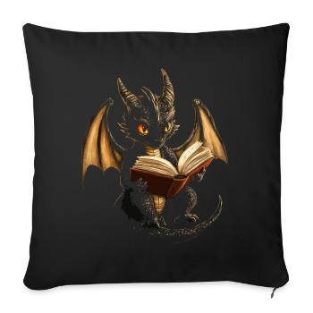Schwarzer Drache – Mystik für Bücherliebhaber - Sofakissenbezug 45 x 45 cm - Schwarz - Vorne