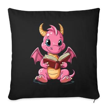 Süßer pinker Drache – Magisches Design für Kinder - Sofakissenbezug 45 x 45 cm - Schwarz - Vorne
