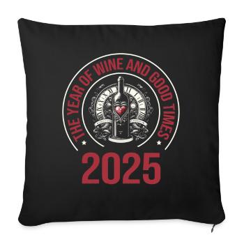 L’année du vin et des bons temps, amateurs de vin - Housse de coussin décorative 45 x 45 cm - noir - Devant