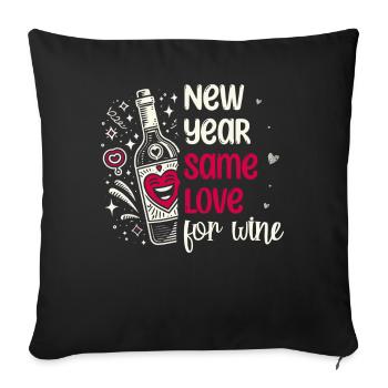 Nouvel An Même amour pour le vin, Appréciation du vin - Housse de coussin décorative 45 x 45 cm - noir - Devant