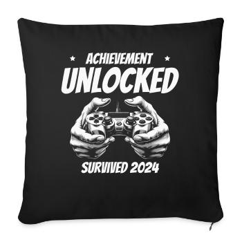 Le succès débloqué survit à l’humour du Nouvel An 2024 - Housse de coussin décorative 45 x 45 cm - noir - Devant