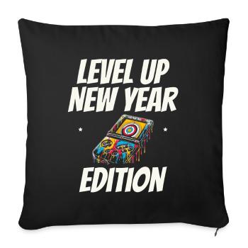 Level Up New Year's Edition, Gaming Progress, New Year - Sofa pillowcase 17,3'' x 17,3'' (45 x 45 cm) - black - Front