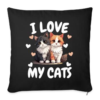 J’aime mes chats - Design amusant de chaton - Housse de coussin décorative 45 x 45 cm - noir - Devant