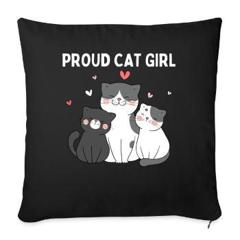 Proud Cat Girl Happy Kitten - Sofa pillowcase 17,3'' x 17,3'' (45 x 45 cm) - black - Front