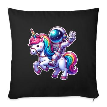 Licorne astronaute - Housse de coussin décorative 45 x 45 cm - noir - Devant
