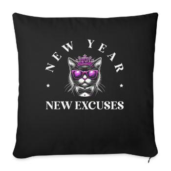New Year's Day, New Excuses, Intentional Humor, Goal Setting - Sofa pillowcase 17,3'' x 17,3'' (45 x 45 cm) - black - Front