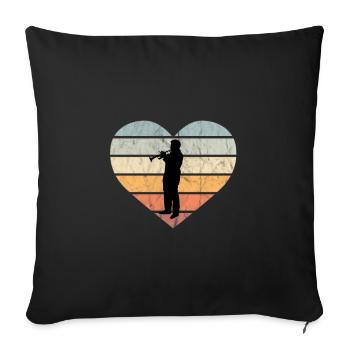 Trumpeter Silhouette Retro Trumpet Heart Design - Sofa pillowcase 17,3'' x 17,3'' (45 x 45 cm) - black - Front