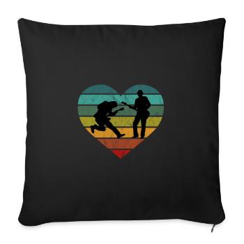 Guitare électrique Basse Coeur Retro Silhouette - Housse de coussin décorative 45 x 45 cm - noir - Devant