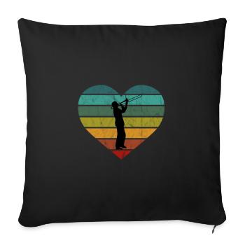 Tromboniste Silhouette Trombone Retro Coeur - Housse de coussin décorative 45 x 45 cm - noir - Devant