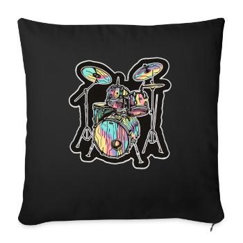 Drums Cartoon Look - Sofa pillowcase 17,3'' x 17,3'' (45 x 45 cm) - black - Front