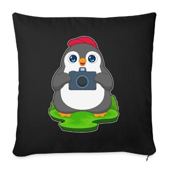 Penguin Photographe Appareil photo - Housse de coussin décorative 45 x 45 cm - noir - Devant