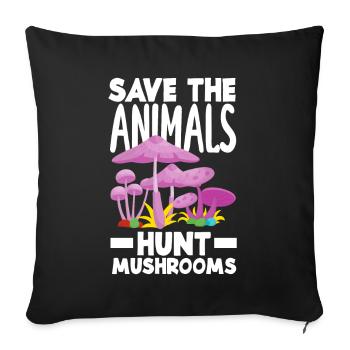 Save the Animals Pick Mushrooms Hunters - Sofa pillowcase 17,3'' x 17,3'' (45 x 45 cm) - black - Front