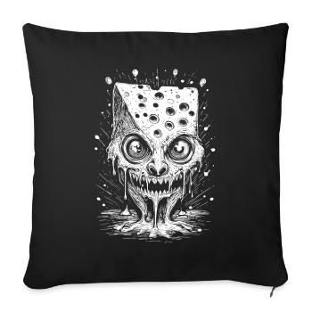 Chemise monstre de fromage effrayante pour les amateurs de fromage - Housse de coussin décorative 45 x 45 cm - noir - Devant