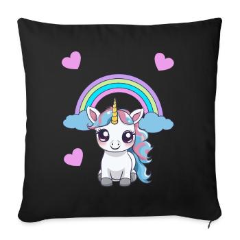 Unicorn Unicorns Child Kids Baby Toddler Heart - Sofa pillowcase 17,3'' x 17,3'' (45 x 45 cm) - black - Front
