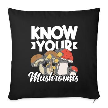 Cueilleurs de champignons, connaissez-vous vos champignons - Housse de coussin décorative 45 x 45 cm - noir - Devant