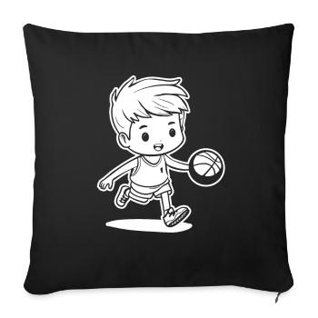 Basketball Boy Drawing - Sofa pillowcase 17,3'' x 17,3'' (45 x 45 cm) - black - Front