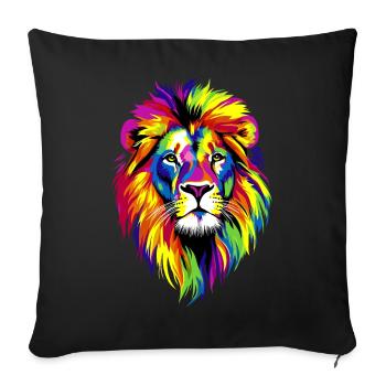 Lion Big Cat Lion's Mane Lions Love Wild Lions - Sofa pillowcase 17,3'' x 17,3'' (45 x 45 cm) - black - Front