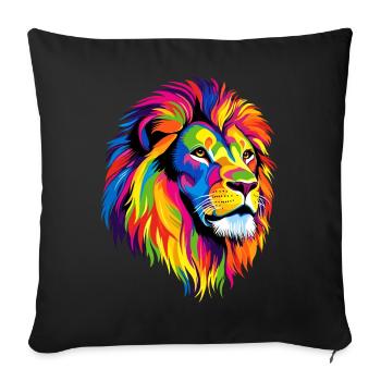 Lion Big Cat Lion's Mane Lions Love Wild Lions - Sofa pillowcase 17,3'' x 17,3'' (45 x 45 cm) - black - Front