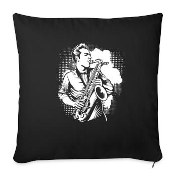 Saxophone Boy - Sofa pillowcase 17,3'' x 17,3'' (45 x 45 cm) - black - Front