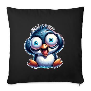 Pinguin Crazy - Sofakissenbezug 45 x 45 cm - Schwarz - Vorne