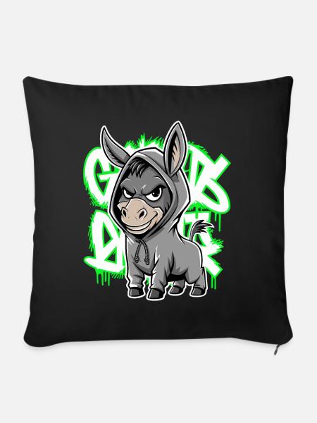 Esel Urban Animal Style Tierliebhaber - Sofakissenbezug 45 x 45 cm - Schwarz