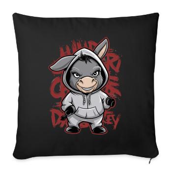 Donkey Urban Animal Style Animal Lover - Sofa pillowcase 17,3'' x 17,3'' (45 x 45 cm) - black - Front