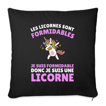 je suis formidable donc je suis une licorne - Housse de coussin décorative 45 x 45 cm - noir - Devant