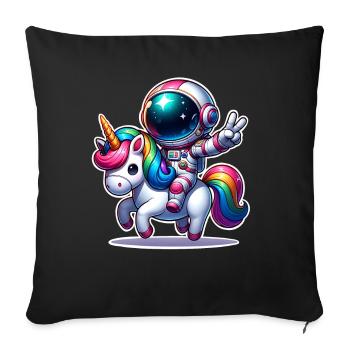 Licorne astronaute - Housse de coussin décorative 45 x 45 cm - noir - Devant