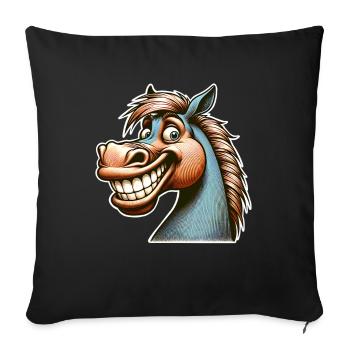 Horse Grin Funny - Sofa pillowcase 17,3'' x 17,3'' (45 x 45 cm) - black - Front