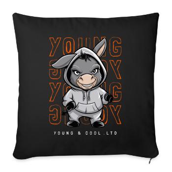 âne jeune et cool amoureux des animaux - Housse de coussin décorative 45 x 45 cm - noir - Devant
