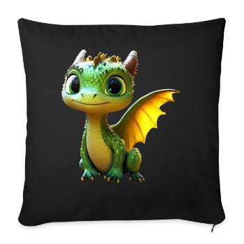 Dragon Little Green Baby Dragon Cute Dragon - Sofa pillowcase 17,3'' x 17,3'' (45 x 45 cm) - black - Front