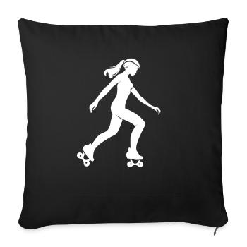 Patinage à roulettes fille croquis - Housse de coussin décorative 45 x 45 cm - noir - Devant