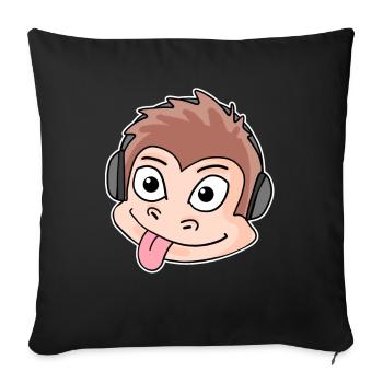Monkey Head Animal Headphones Music - Sofa pillowcase 17,3'' x 17,3'' (45 x 45 cm) - black - Front
