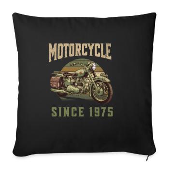 Légendaire 1975 – Conception de motos vintage - Housse de coussin décorative 45 x 45 cm - noir - Devant