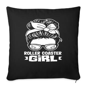 Montagnes russes Fille Look élégant - Housse de coussin décorative 45 x 45 cm - noir - Devant