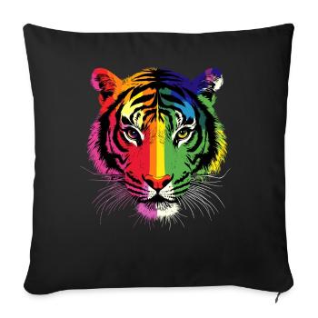Tiger Big Cat Wilderness Tiger Cats Cute Tiger - Sofa pillowcase 17,3'' x 17,3'' (45 x 45 cm) - black - Front
