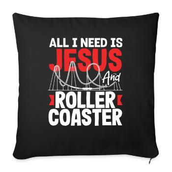 Jesus and Roller Coaster Lovers - Sofa pillowcase 17,3'' x 17,3'' (45 x 45 cm) - black - Front