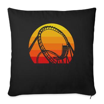 Montagnes russes Aventure Vintage Coucher de soleil - Housse de coussin décorative 45 x 45 cm - noir - Devant